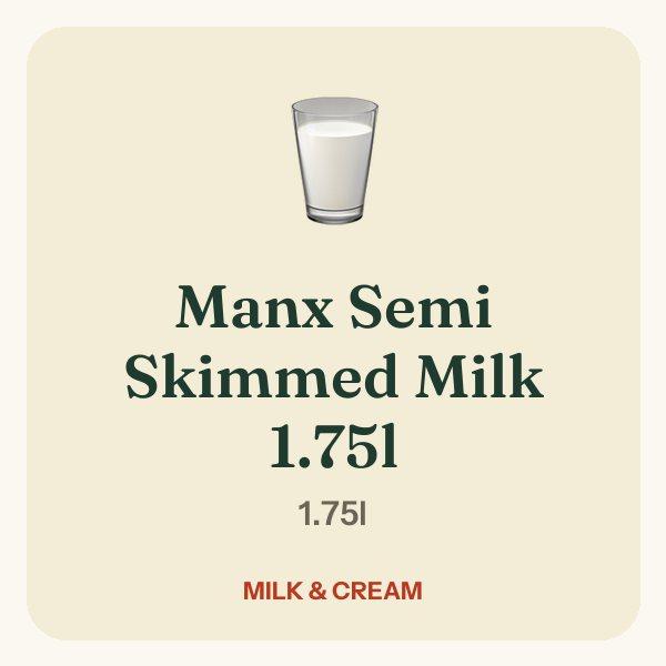 Manx Semi Skimmed Milk 1.75l