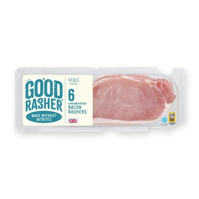 M&S British Outdoor Bred 6 Unsmoked Bacon Rashers