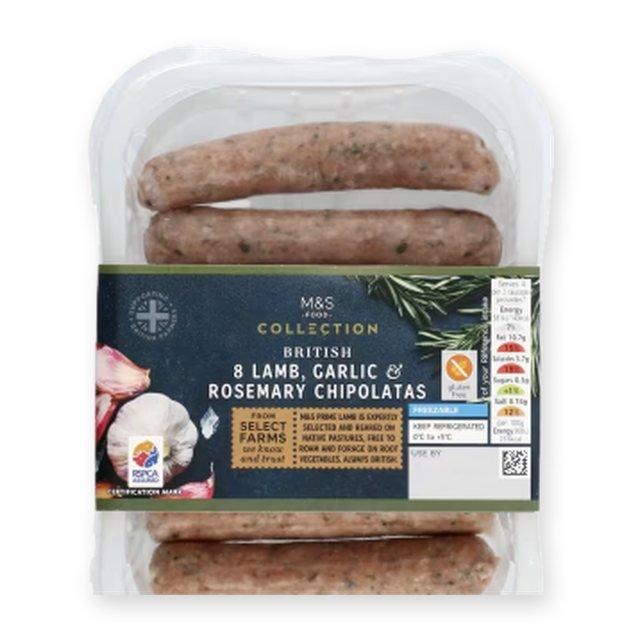 M&S Collection 8 Lamb, Garlic and Rosemary Chipolatas