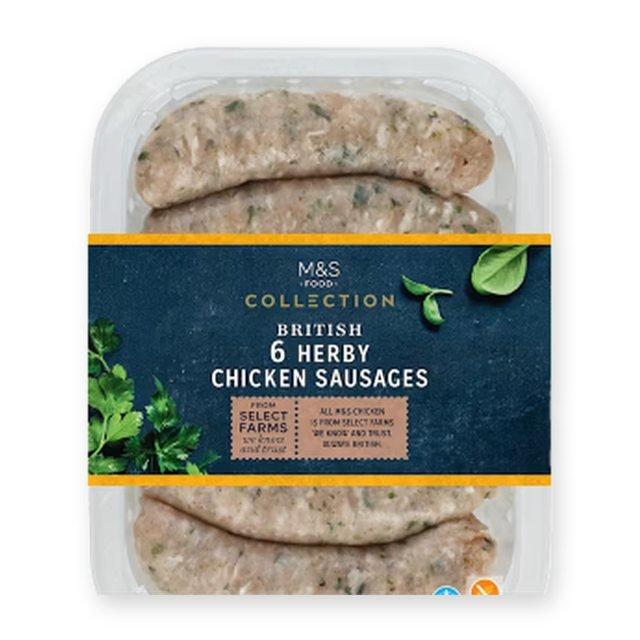 M&S Collection British 6 Herby Chicken Sausages