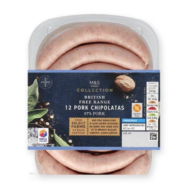 M&S Collection Free Range Pork Chipolatas