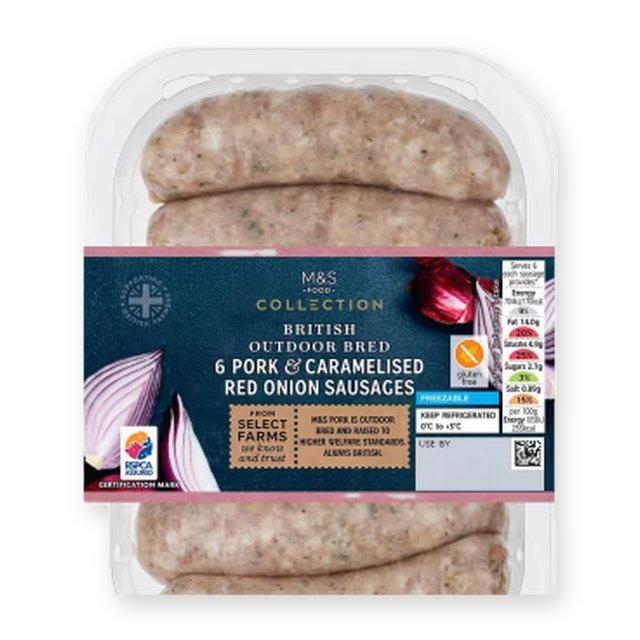 M&S Collection Pork and Caramelised Red Onion Sausages