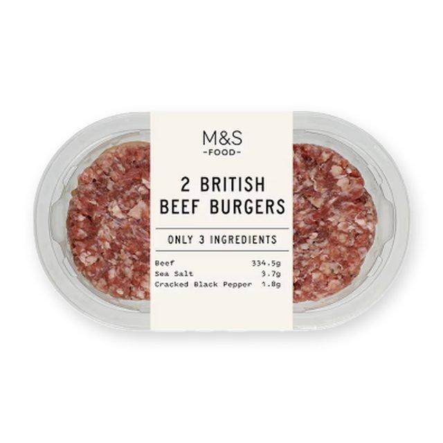 M&S Only 3 Ingredients British Beef Burgers
