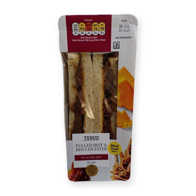 Tesco Pulled Beef & Red Leicester Sandwich