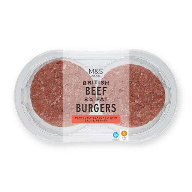 M&S British Beef Burgers 3% Fat