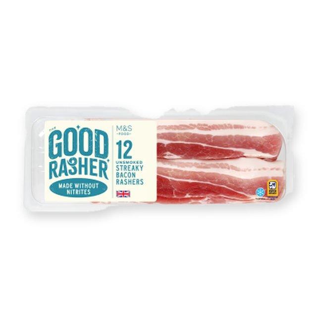 M&S British Outdoor Bred 12 Unsmoked Streaky Bacon Rashers