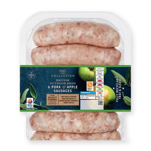 M&S Collection 6 British Outdoor Bred Pork and Apple Sausages