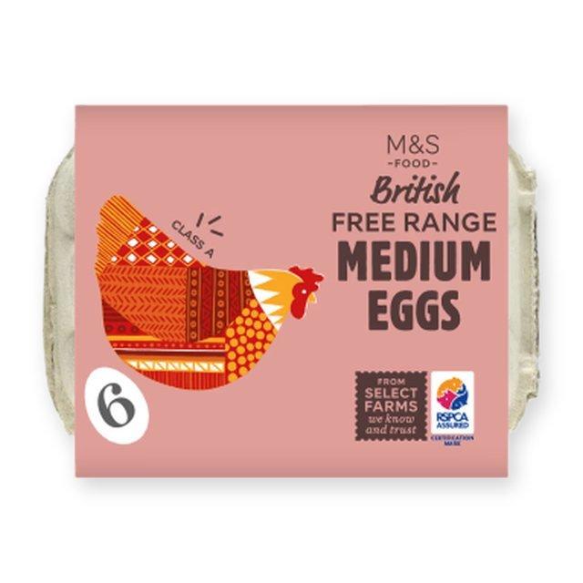 M&S Free Range Medium Eggs 6 pack