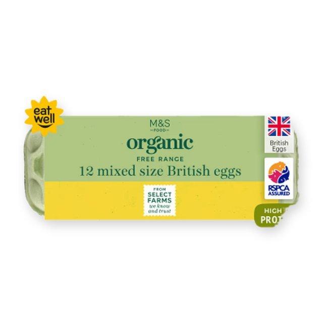 M&S Organic 12 British Mixed Size Free Range Eggs