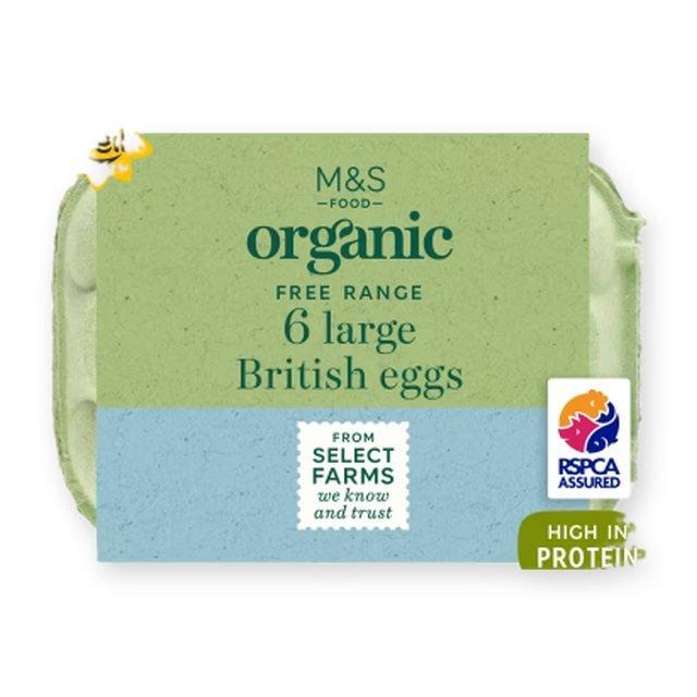 M&S Organic British 6 Large Free Range Eggs