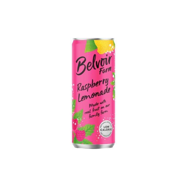 Belvoir Raspberry Lemonade cans, 12 pack