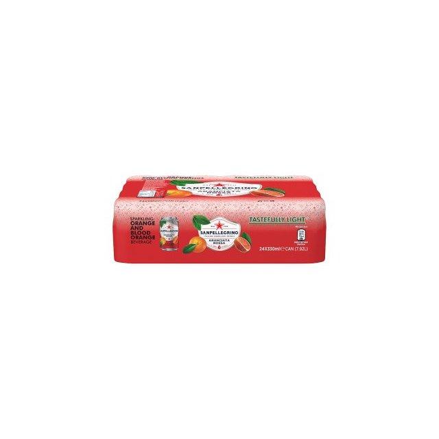 San Pellegrino Aranciata Rossa Blood Orange cans, 24 pack