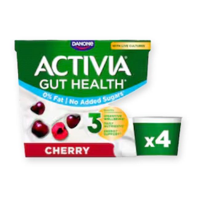 Activia Cherry No Added Sugar Fat Free Gut Health Yoghurt Multipack