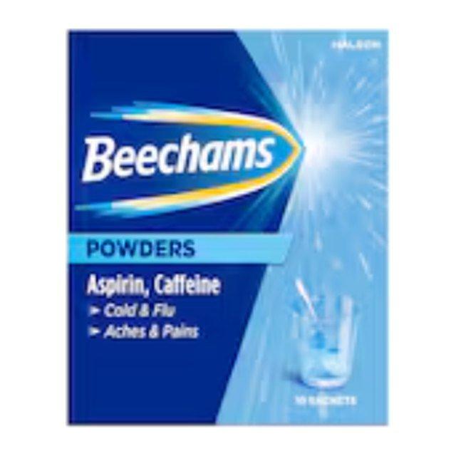 Beechams Cold & Flu Powders Pain & Fever Relief Aspirin & Caffeine