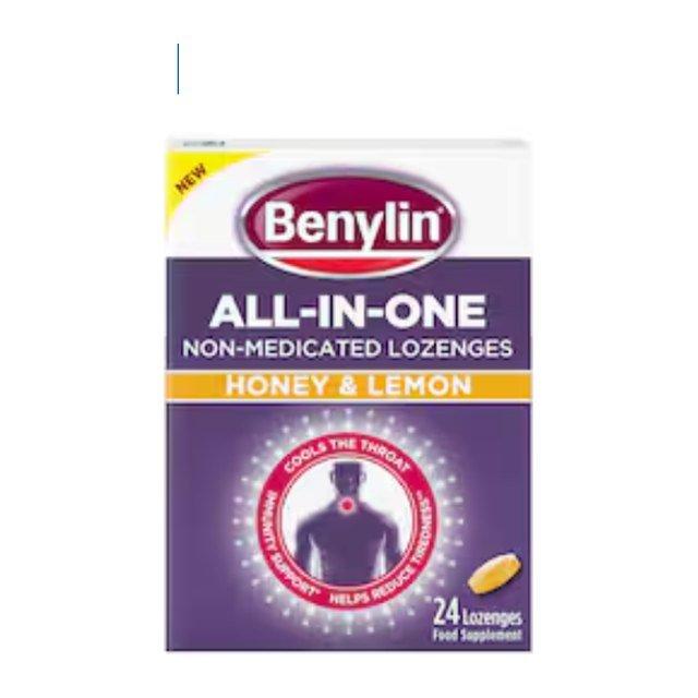 Benylin All in one Non- Medicated 24 Lozenges Honey & Lemon