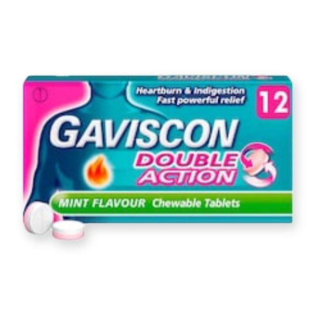 Gaviscon Double Action Mint Heartburn & Indigestion Chewable Tablets 12s