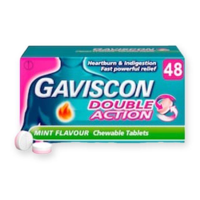Gaviscon Double Action Mint Heartburn & Indigestion Chewable Tablets 48s