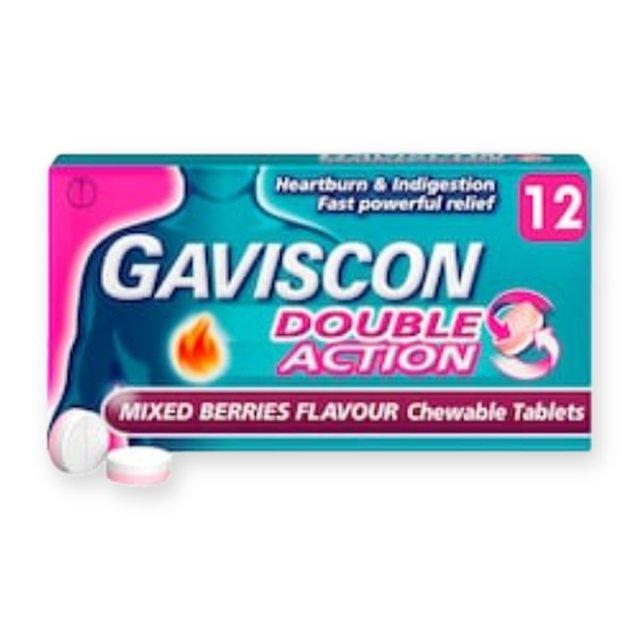 Gaviscon Double Action Mixed Berries Heartburn & Indigestion Chewable Tablets