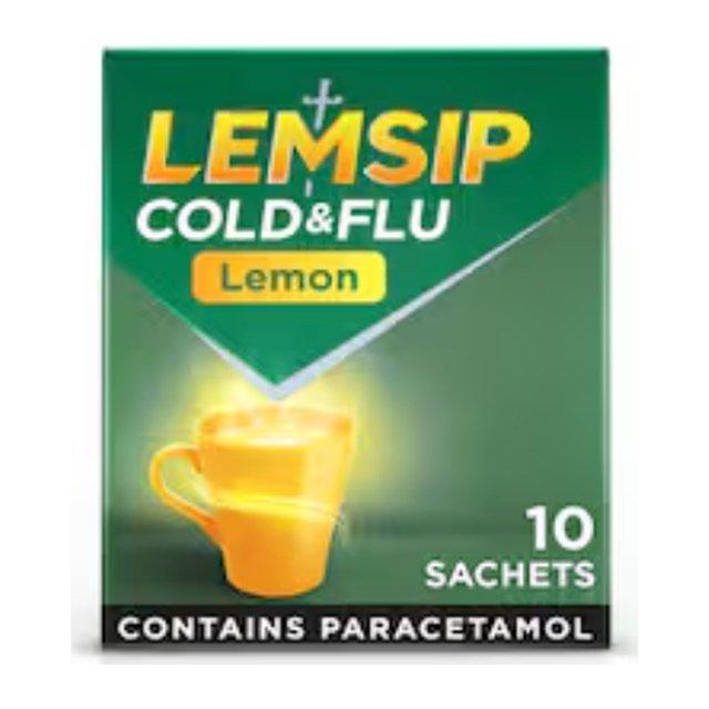 Lemsip Cold & Flu Lemon Paracetamol Sachets X