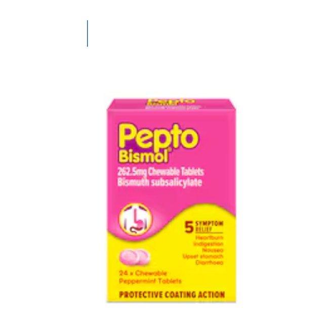 Pepto Bismol Protective Coating Action Peppermint 24 Tablets