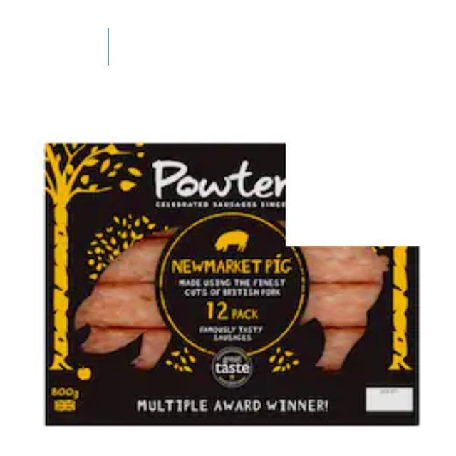 Powters Newmarket Pig Pork Sausages 12 Pack