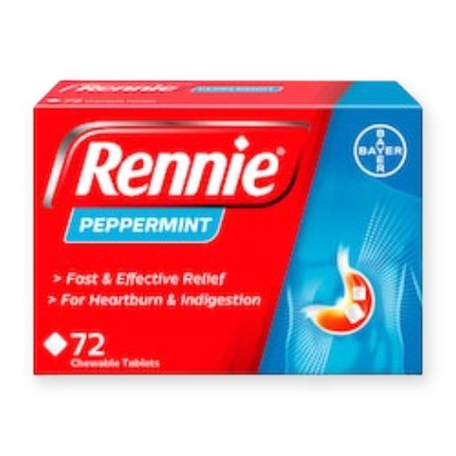 Rennie Peppermint Heartburn & Indigestion Chewable Tablets 72s