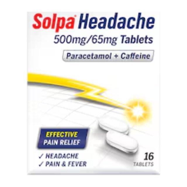 Solpa Headache 500mg /65mg Tablets Paracetamol + Caffeine