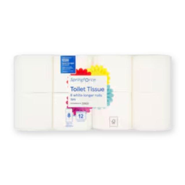 Springforce Toilet Tissue White Longer Rolls
