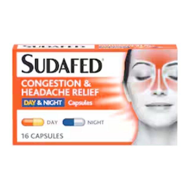 Sudafed Congestion Headache Relief Capsules, Day & Night