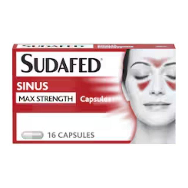 Sudafed Sinus Max Strength Capsules with Paracetamol, Caffeine, Phenylephrine