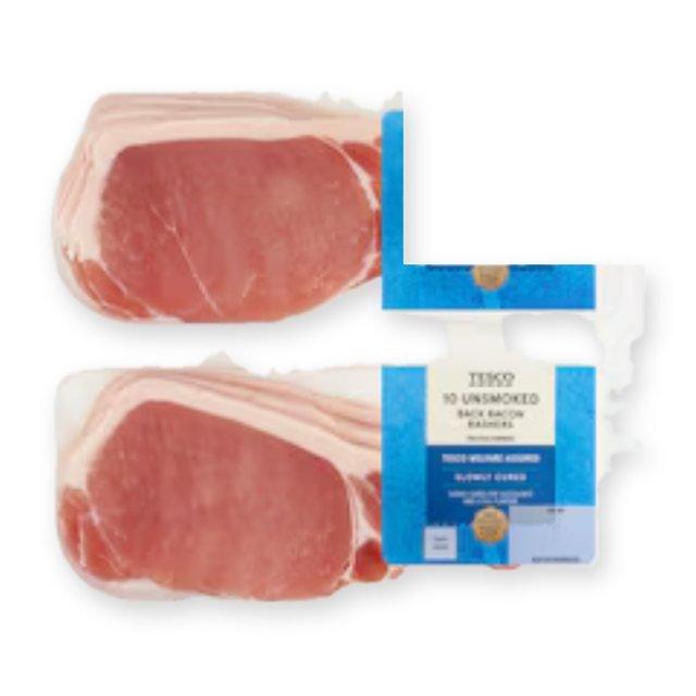 Tesco 2 x 10 Unsmoked Back Bacon Rashers
