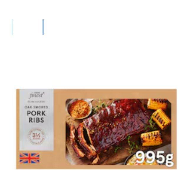 Tesco Finest Oak Smoked British Pork Ribs with Hot Wildflower Honey, Apple & Bourbon glaze