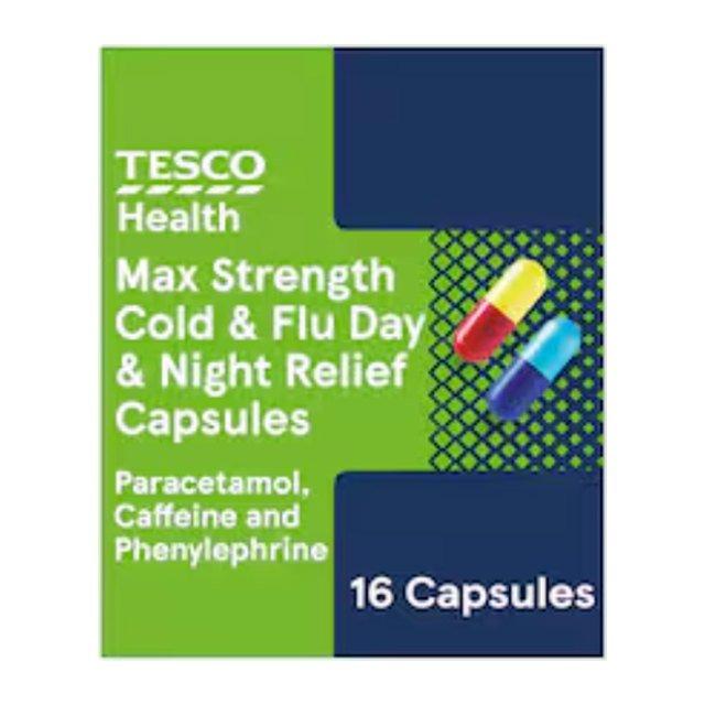 Tesco Health Max Strength Cold & Flu Day & Night Relief Capsules