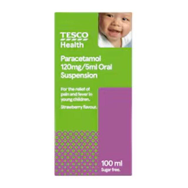 Tesco Health Paracetamol 120mg/5ml Oral Suspension - Strawberry