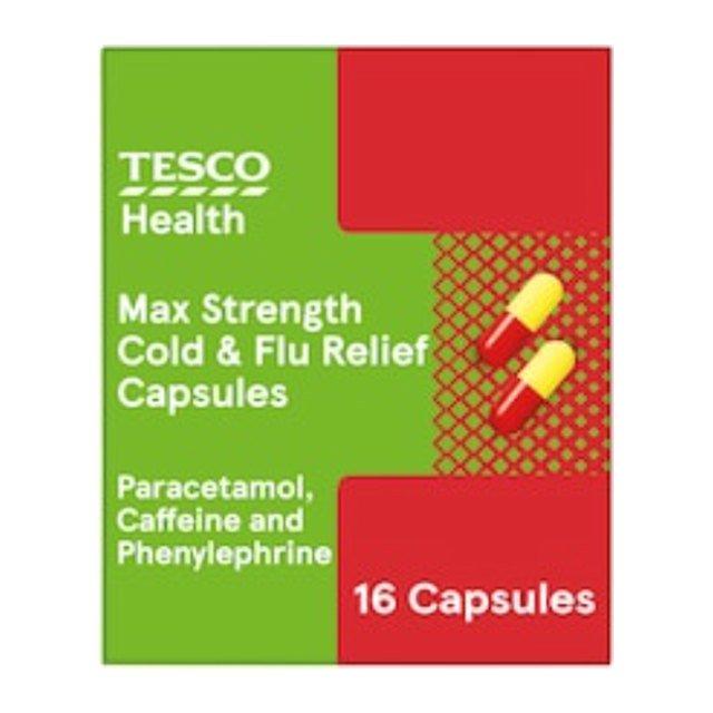 Tesco Maximum Strength Cold And Flu Caps 16