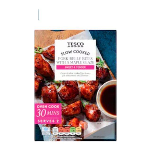 Tesco Slow Cooked Pork Belly Bites with Maple glaze