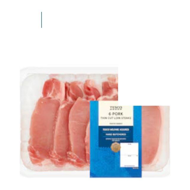 Tesco Thin Cut Pork Loin Steaks 6 Pack