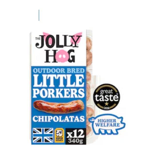 The Jolly Hog 12 Little Porker Chipolata Sausages with Rubbed Sage 340g | British & Outdoor Bred